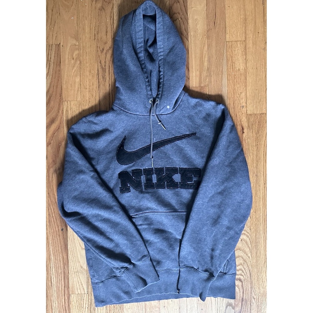 NIKE Hoodie Gray Men's S The Athletic Dept Y2K Spell Out Swoosh Pullover Sweater